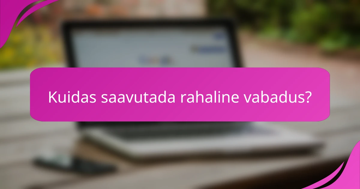 Kuidas saavutada rahaline vabadus?