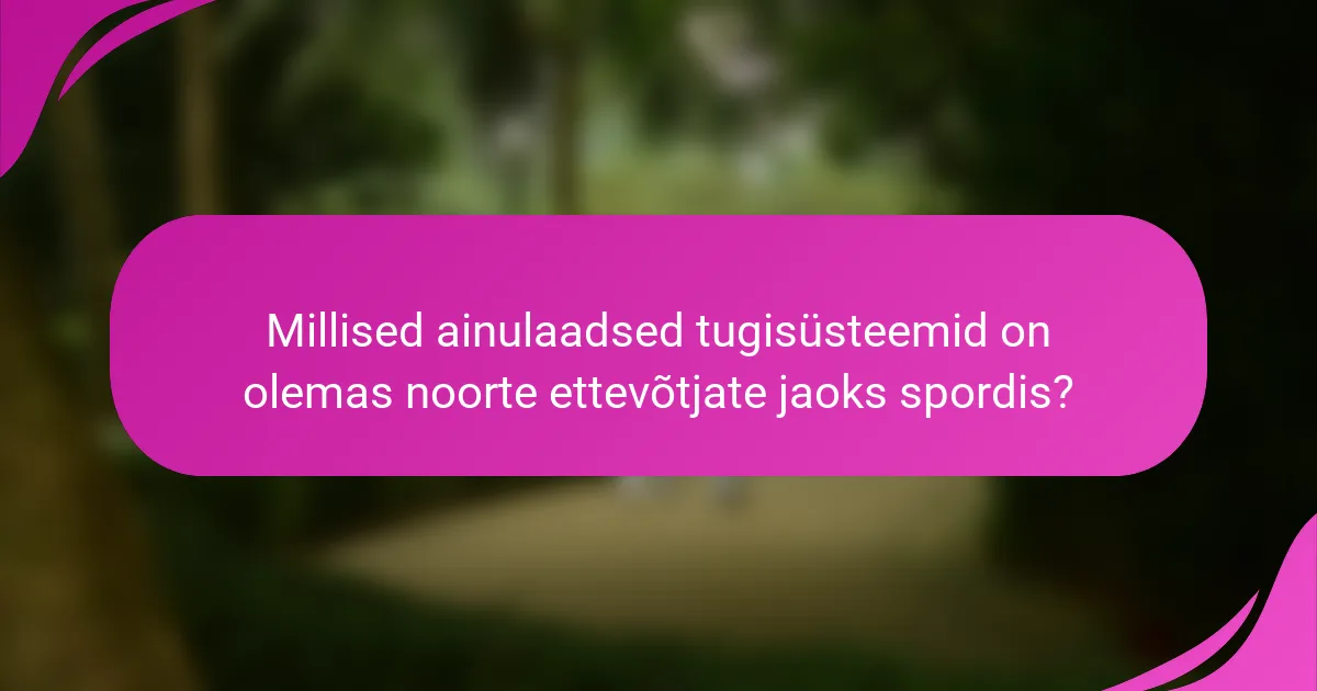 Millised ainulaadsed tugisüsteemid on olemas noorte ettevõtjate jaoks spordis?