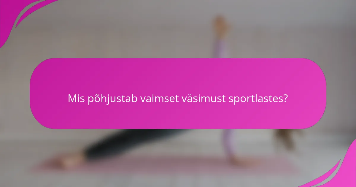 Mis põhjustab vaimset väsimust sportlastes?